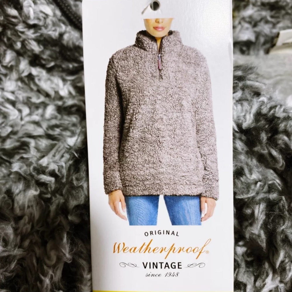 XL Weatherproof & warm, frosty tipped gray Sherpa 1/4 Zip Womens Pullover. SOFT!